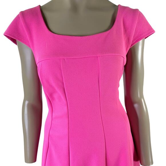 Karin Stevens Cap Sleeves Fit Flare Skater Dress Jersey Stretchy Size 14 Pink - Picture 4 of 16